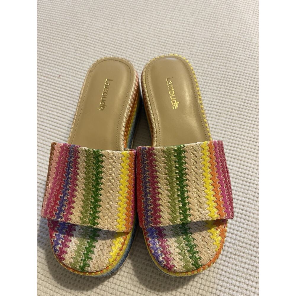 LARROUDE Alex Flatform Mule In Rainbow Raffia 5.5 NEW! - Picture 5 of 6
